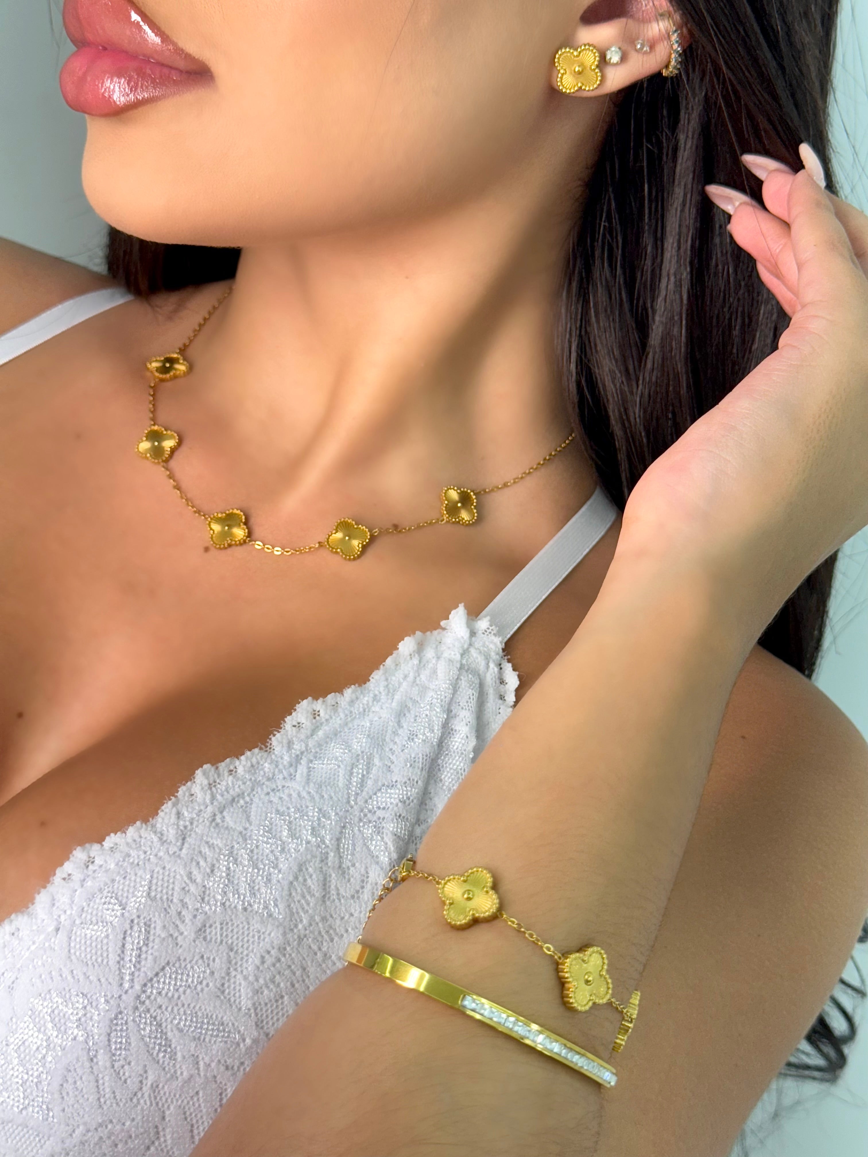 Conjunto Trébol V.Cleef Virginia PREMIUM - Chapado en Oro