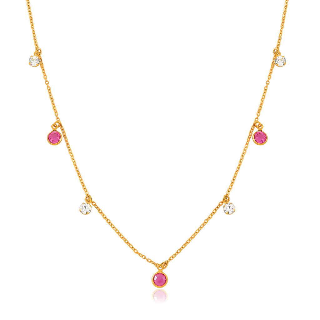 CHOKER TIFFANY VERMELHO COM MINI PONTO DE LUZ - FOLHEADO A OURO