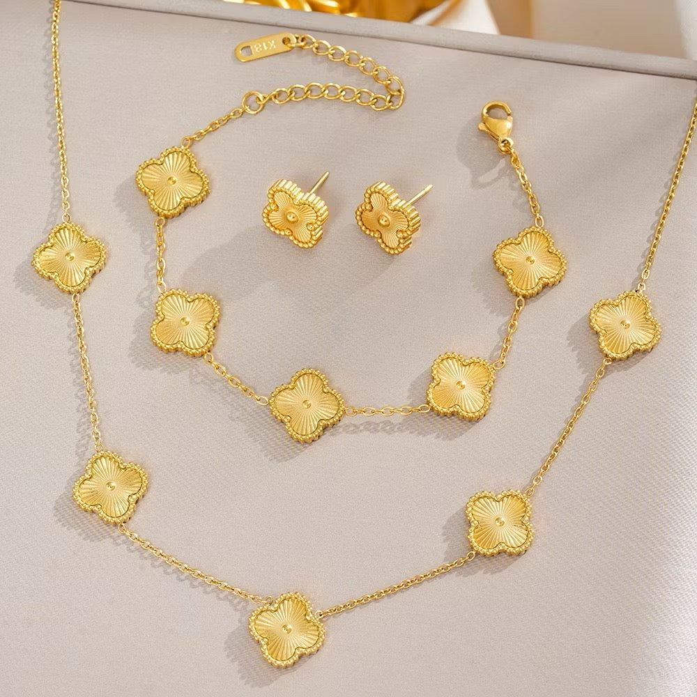 Conjunto Trébol V.Cleef Virginia PREMIUM - Chapado en Oro