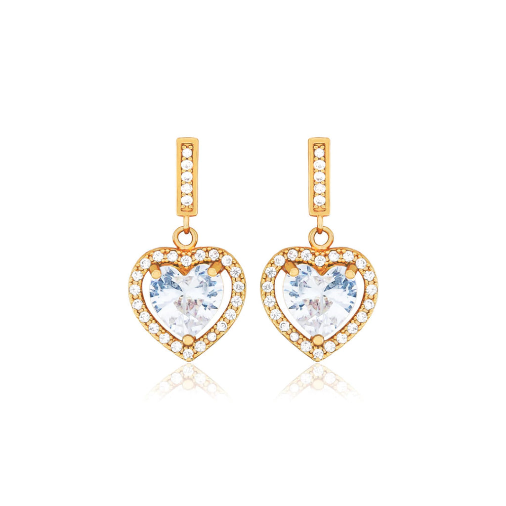 BRINCO CORAÇÃO CRISTAL - FOLHEADO A OURO